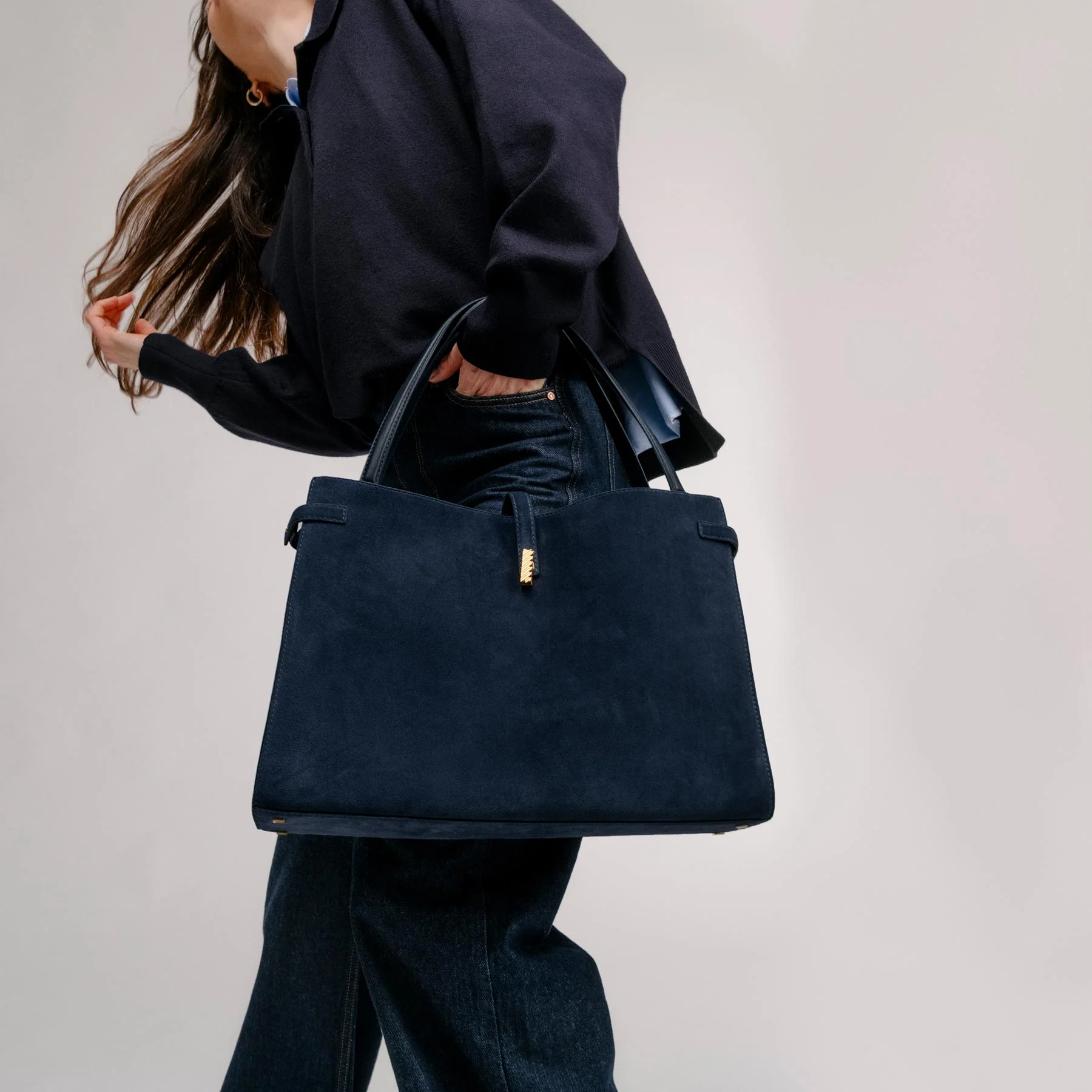 Isla Tote - Suede Black - Image 6