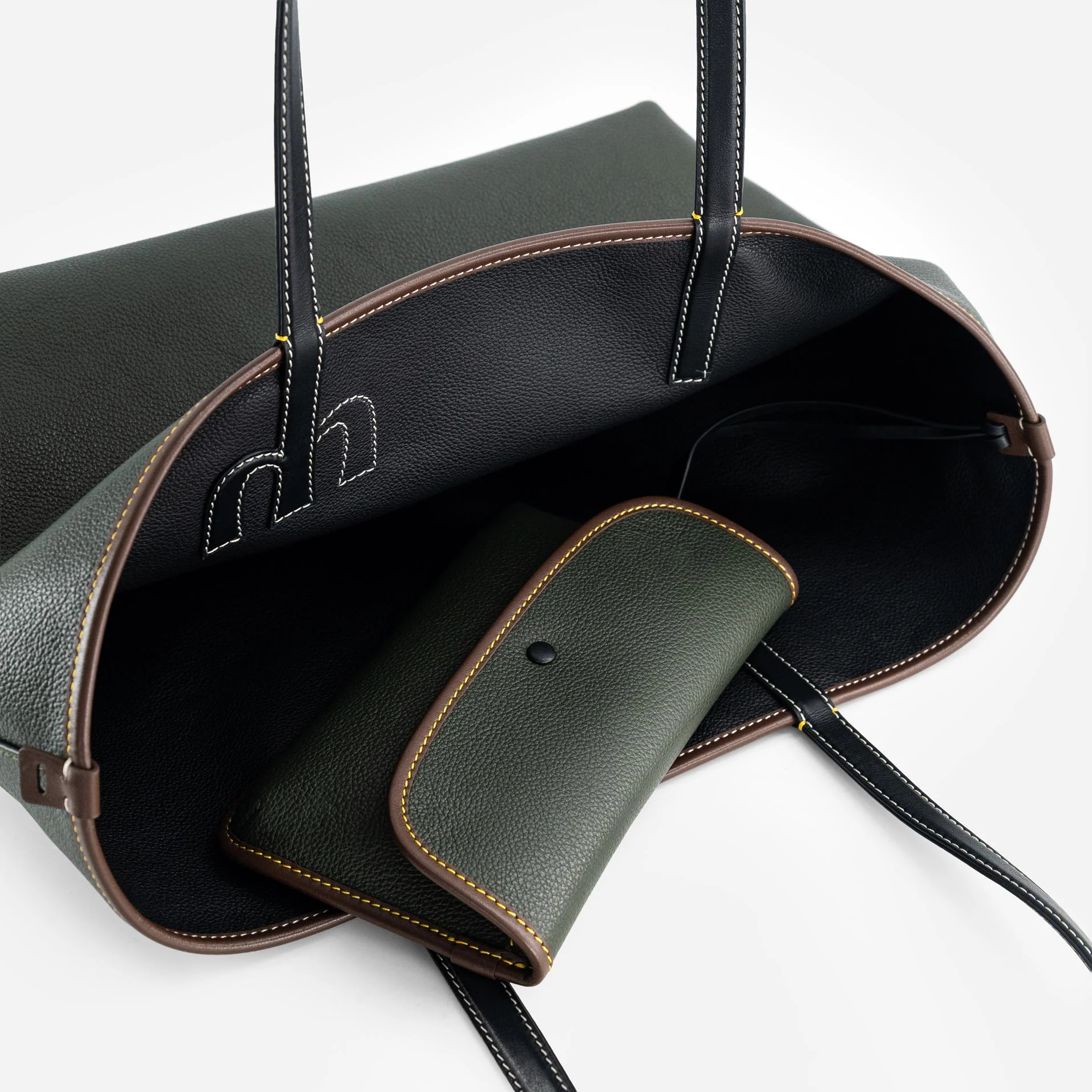 M Tote - Black & Hunter Green - Image 5