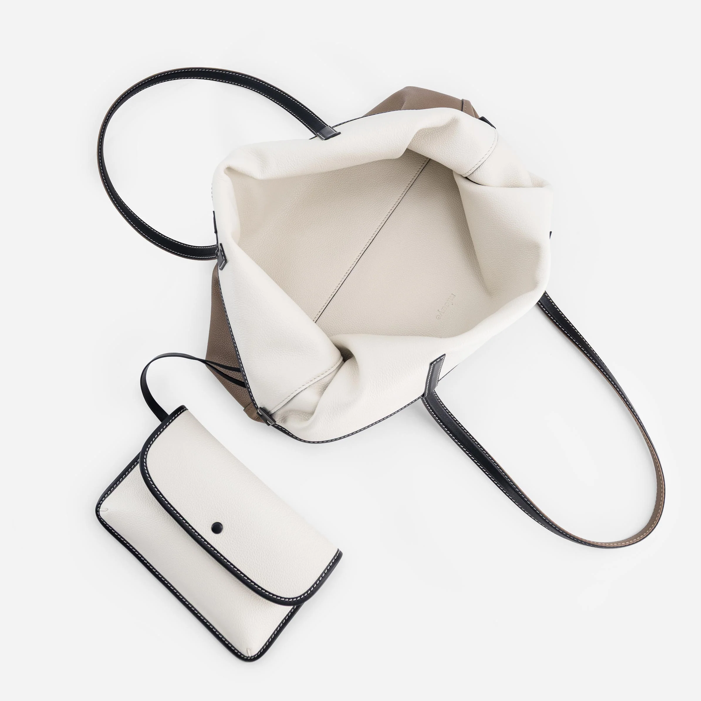 M Tote - Off White & Etoupe - Image 3