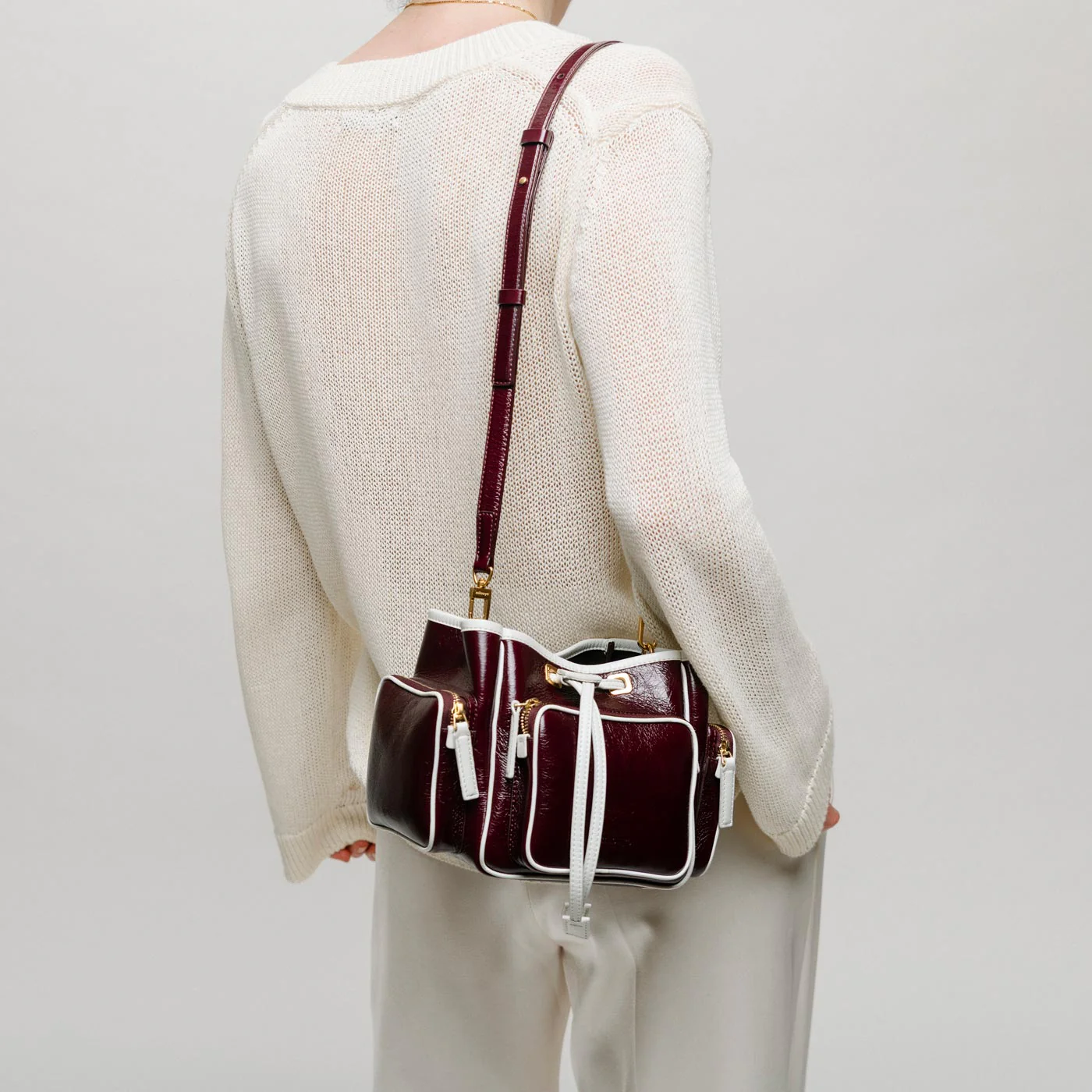 Quad - Crinkled Bordeaux & White - Image 2