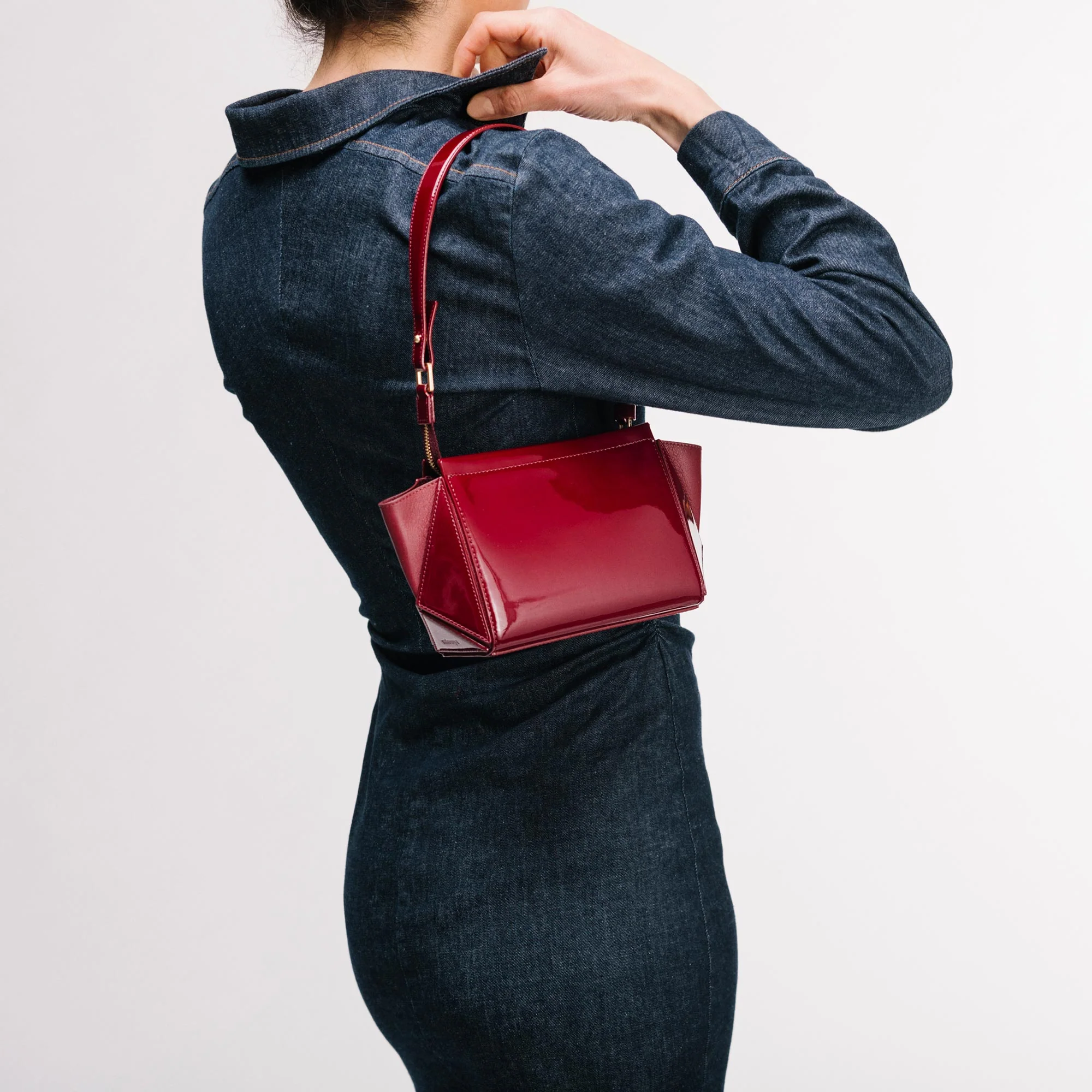 Small Triangle Pouch - Patent Brown - Image 8